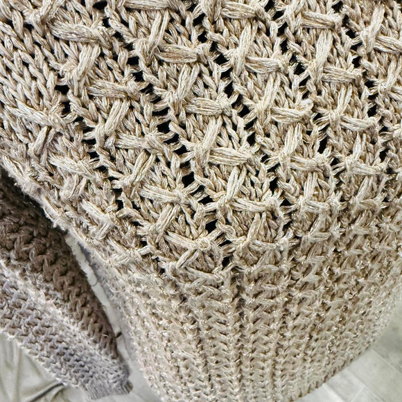 Massimo Dutti Chunky Knit Cotton Crewneck Heavy Cottage Sweater Small - Picture 2 of 7